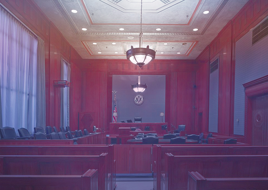 Insurance Defense courtroom facing bench