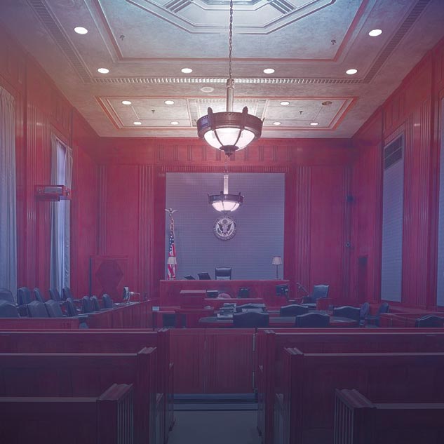 Insurance Defense courtroom facing bench